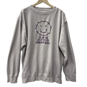 Love In Faith Smiley Face Joy Graphic Sweatshirt Pullover Top 3XL Embroidered